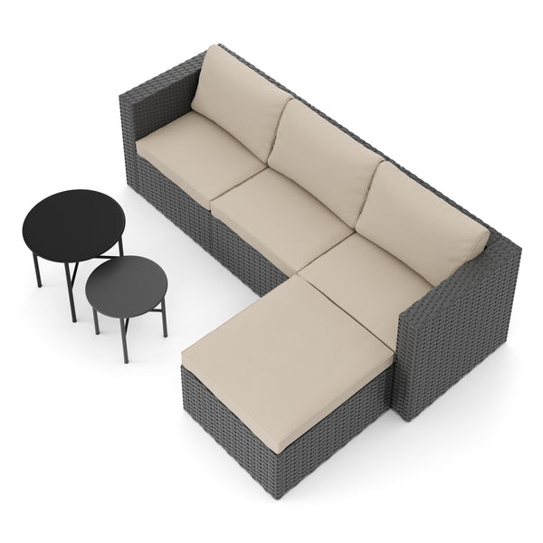 Rattanlounge TUGELA grau/beige