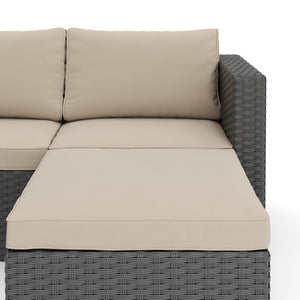 Rattanlounge TUGELA grau/beige