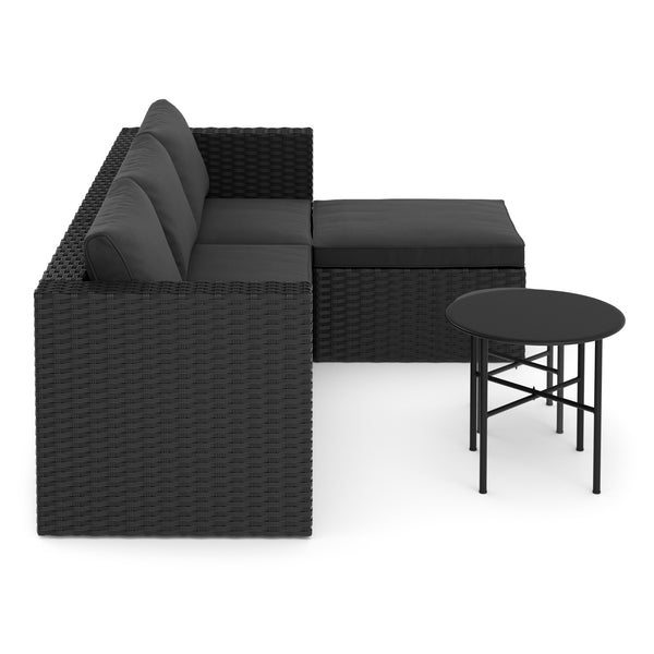 Rattanlounge TUGELA schwarz/anthrazit