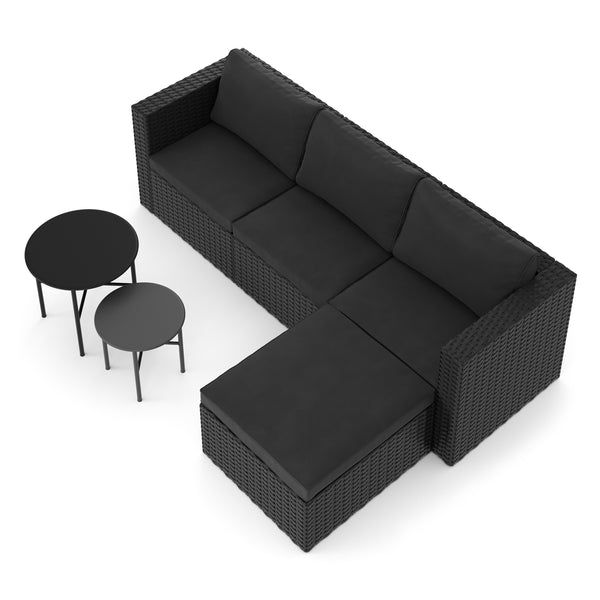 Rattanlounge TUGELA schwarz/anthrazit