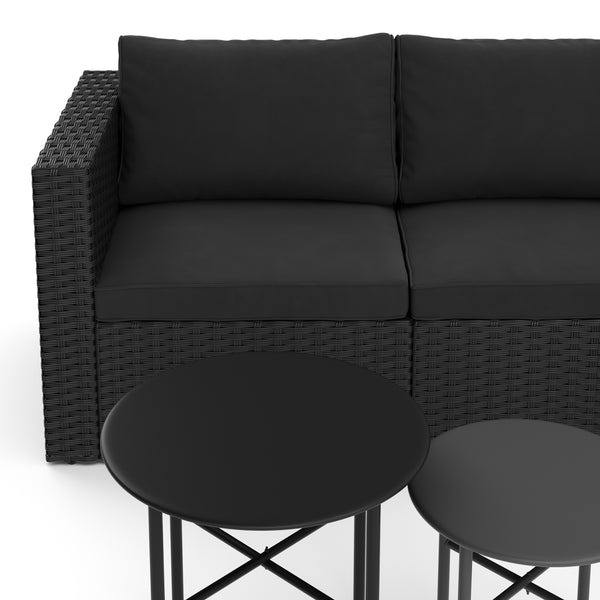 Rattanlounge TUGELA schwarz/anthrazit