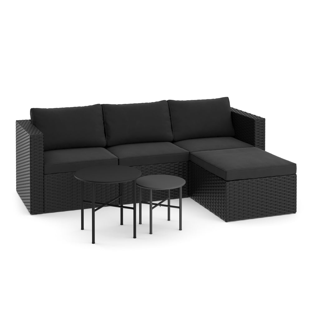 Salon en rotin TUGELA noir/anthracite