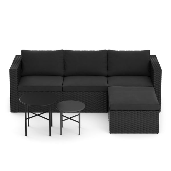 Rattanlounge TUGELA schwarz/anthrazit