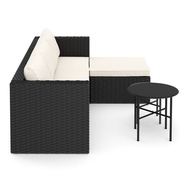 Rattanlounge TUGELA schwarz/creme