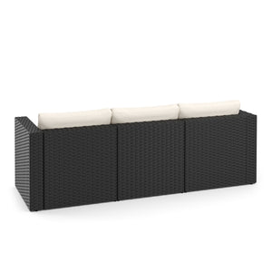 Rattanlounge TUGELA schwarz/creme