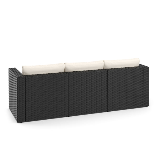 Rattanlounge TUGELA schwarz/creme