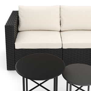 Rattanlounge TUGELA schwarz/creme
