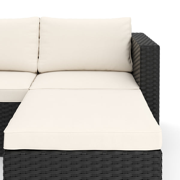 Rattanlounge TUGELA schwarz/creme