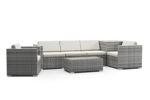 Rattanlounge BORA BORA grau mit Kissenbox