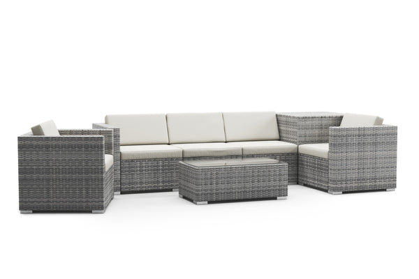 Rattanlounge BORA BORA grau mit Kissenbox