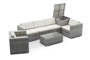 Rattanlounge BORA BORA grau mit Kissenbox