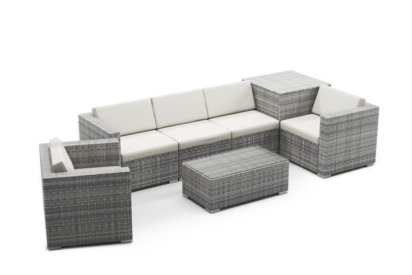 Rattanlounge BORA BORA grau mit Kissenbox