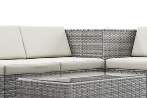 Rattanlounge BORA BORA grau mit Kissenbox