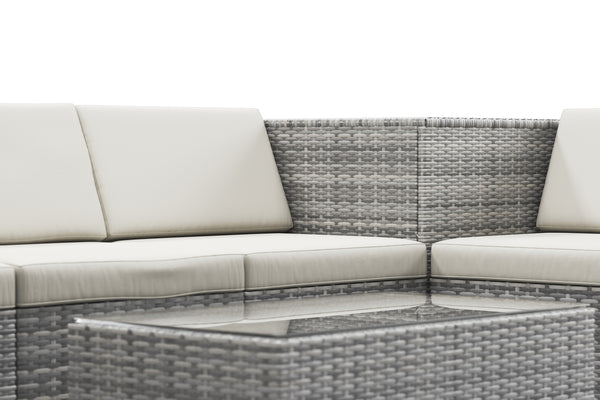 Rattanlounge BORA BORA grau mit Kissenbox