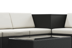 Rattanlounge BORA BORA schwarz mit Kissenbox