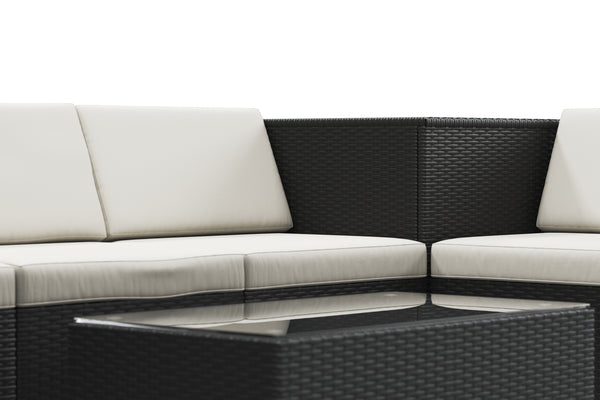 Rattanlounge BORA BORA schwarz mit Kissenbox