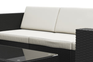 Rattanlounge BORA BORA schwarz mit Kissenbox