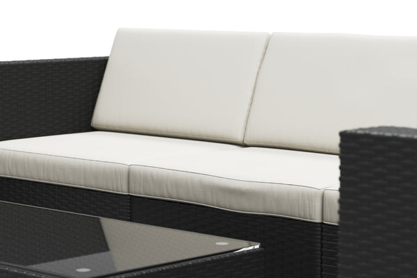 Rattanlounge BORA BORA schwarz mit Kissenbox