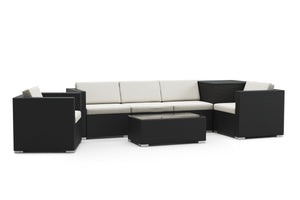 Rattanlounge BORA BORA schwarz mit Kissenbox