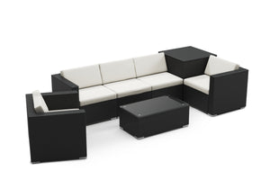 Rattanlounge BORA BORA schwarz mit Kissenbox