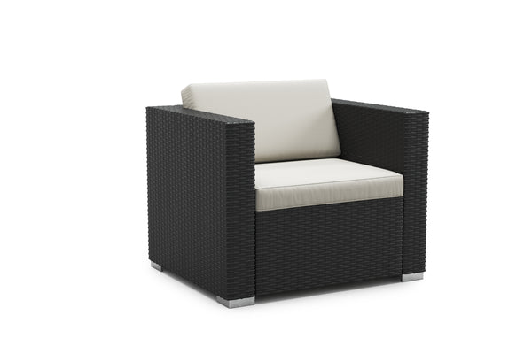 Rattanlounge BORA BORA schwarz mit Kissenbox