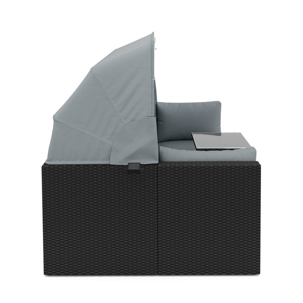 Rattanlounge mit LED COMODO schwarz/grau