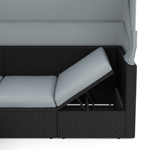 Rattanlounge mit LED COMODO schwarz/grau
