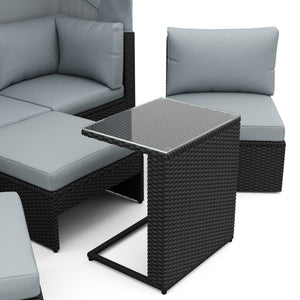 Rattanlounge mit LED COMODO schwarz/grau