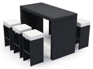 Rattan Set, Bartheke + Hocker
