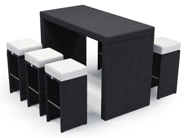 Rattan Set, Bartheke + Hocker