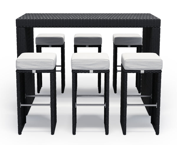 Rattan Set, Bartheke + Hocker