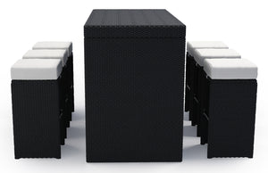 Rattan Set, Bartheke + Hocker