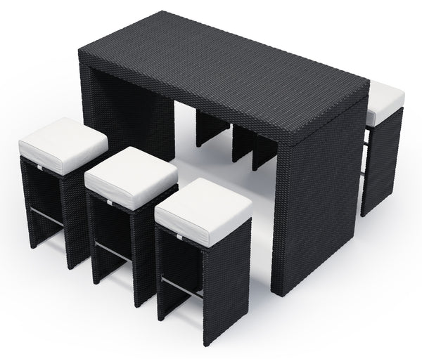 Rattan Set, Bartheke + Hocker