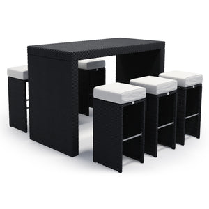 Rattan Set, Bartheke + Hocker