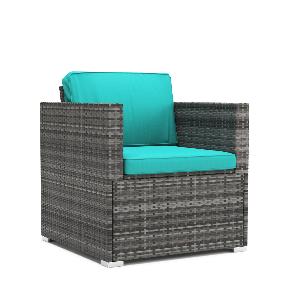 Fauteuil en rotin KOS gris/turquoise