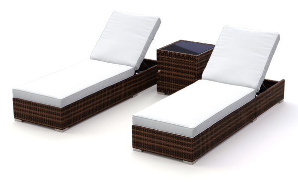 Rattan Gartenliegen Set braun