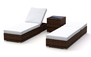 Rattan Gartenliegen Set braun