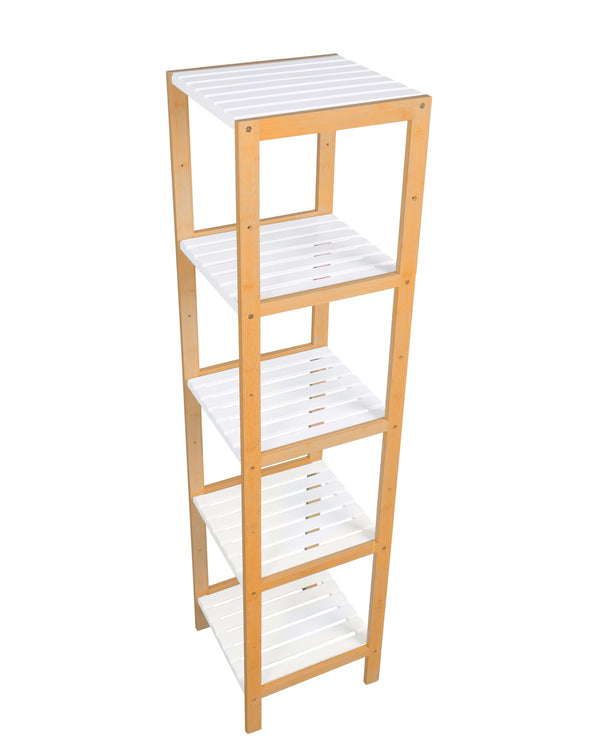 Regal Bambus 33 x 33 x 140 cm weiss