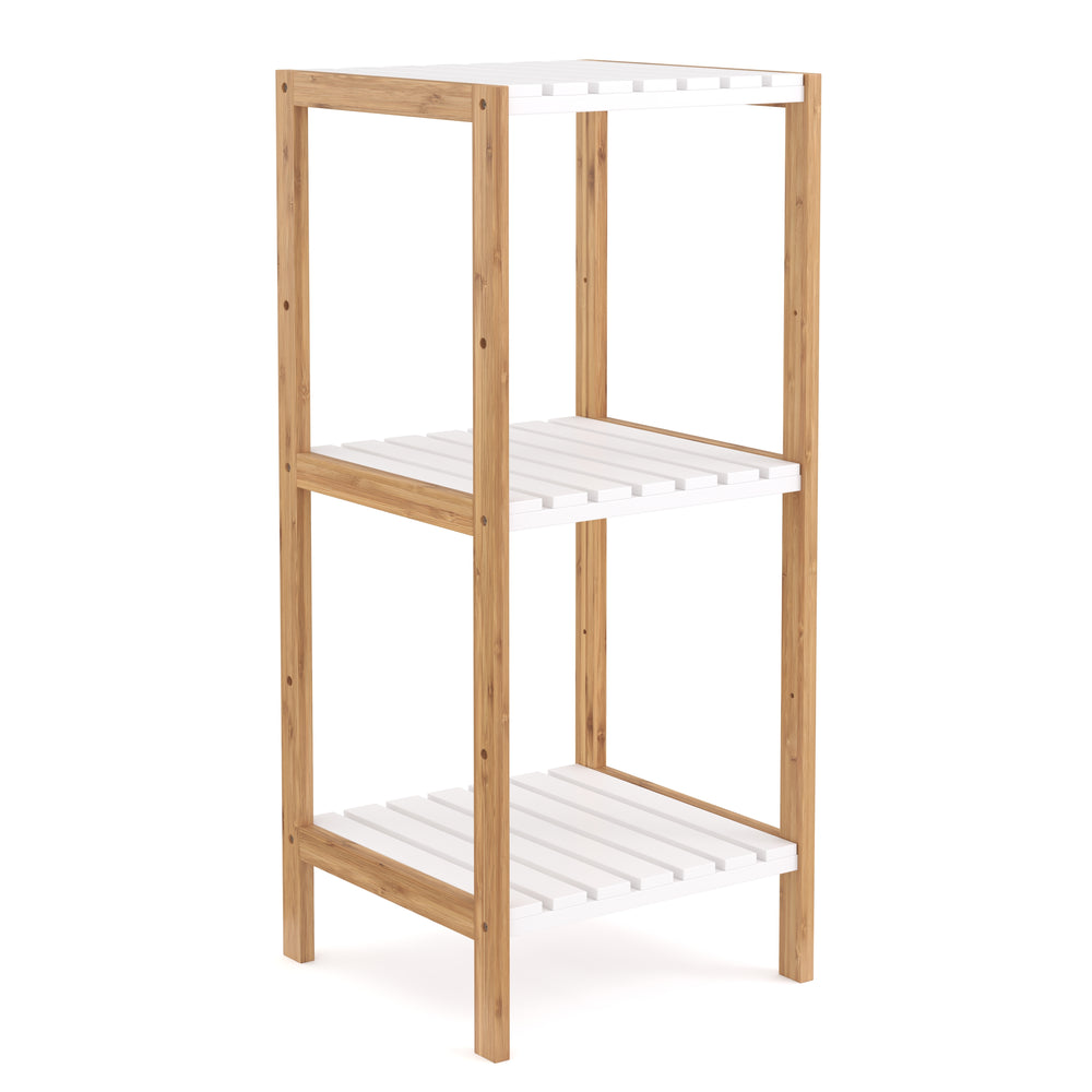 Étagère en bambou 34 x 33 x 80 cm blanc/naturel