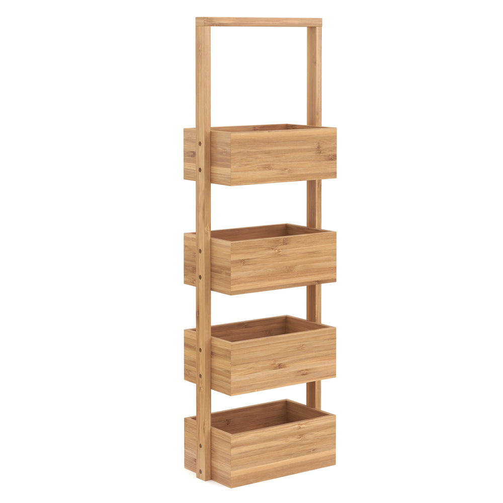 Étagère en bambou avec 4 compartiments de rangement, 26 x 16 x 88 cm