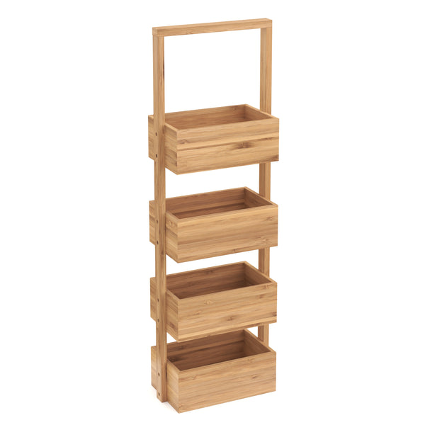 Regal Bambus mit 4 Staufächer 26 x 16 x 88 cm