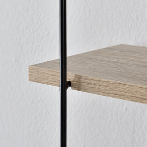 Mensola da parete Oakland, 3 ripiani, struttura in acciaio, color legno, 48x15 cm