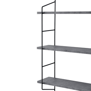 Mensola da parete Oakland, 3 ripiani, struttura in acciaio, effetto cemento, 48x15 cm