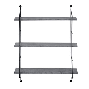 Mensola da parete Oakland, 3 ripiani, struttura in acciaio, effetto cemento, 48x15 cm