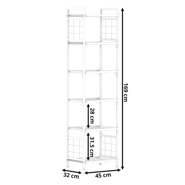 Regal Metall 6 Etagen 45 x 32 x 169 cm schwarz