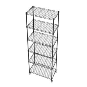 Ripiano metallico regolabile in altezza su ruote, 54 x 29 x 160 cm, nero