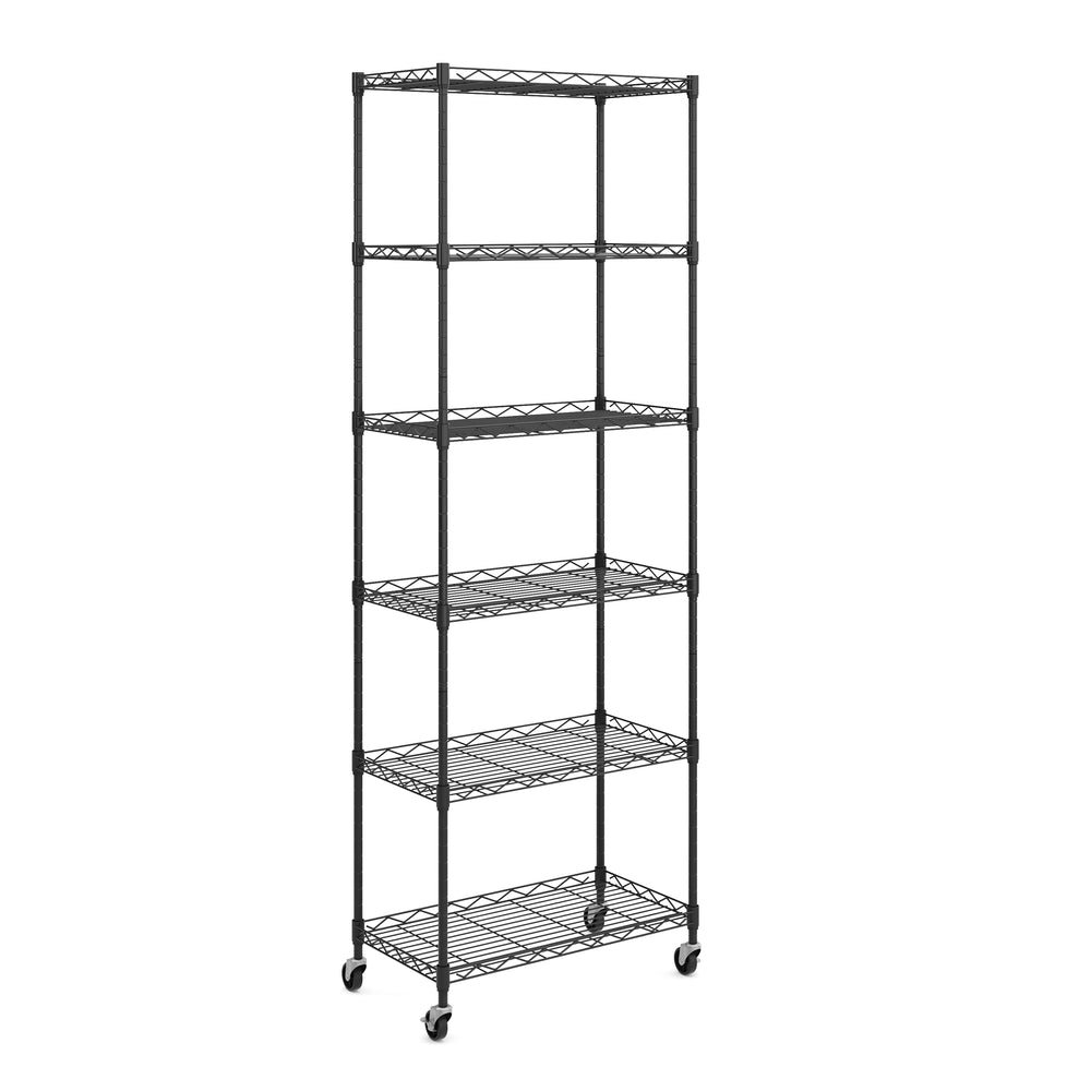 Ripiano metallico regolabile in altezza su ruote, 54 x 29 x 160 cm, nero