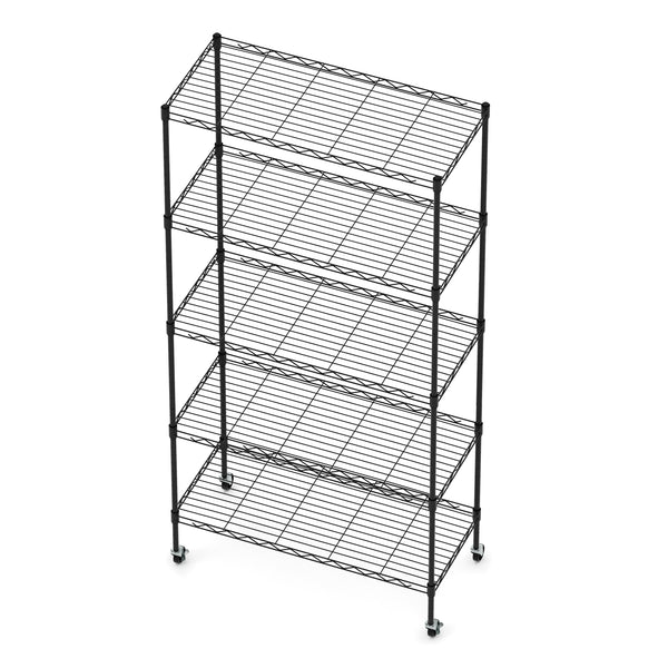 Regal Metall höhenverstellbar auf Rollen 76 x 35 x 154 cm schwarz