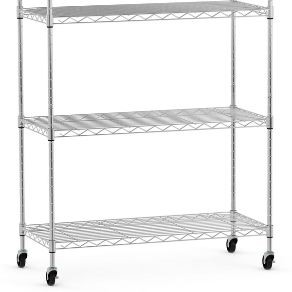 Regal Metall höhenverstellbar auf Rollen 76 x 35 x 154 cm silber