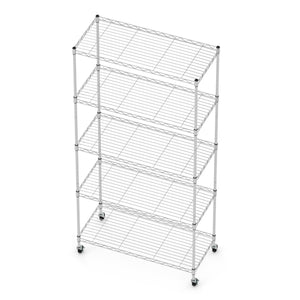 Regal Metall höhenverstellbar auf Rollen 76 x 35 x 154 cm silber